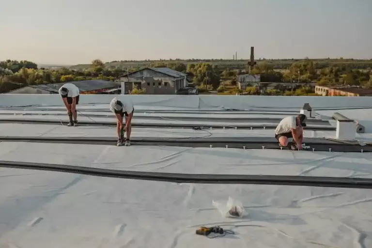 commercial roof replacement crew