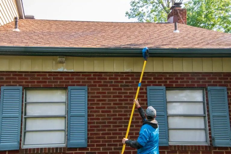how to clean roof shingles using brush and bleach