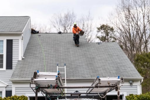 should i stay home during roof replacement ladder